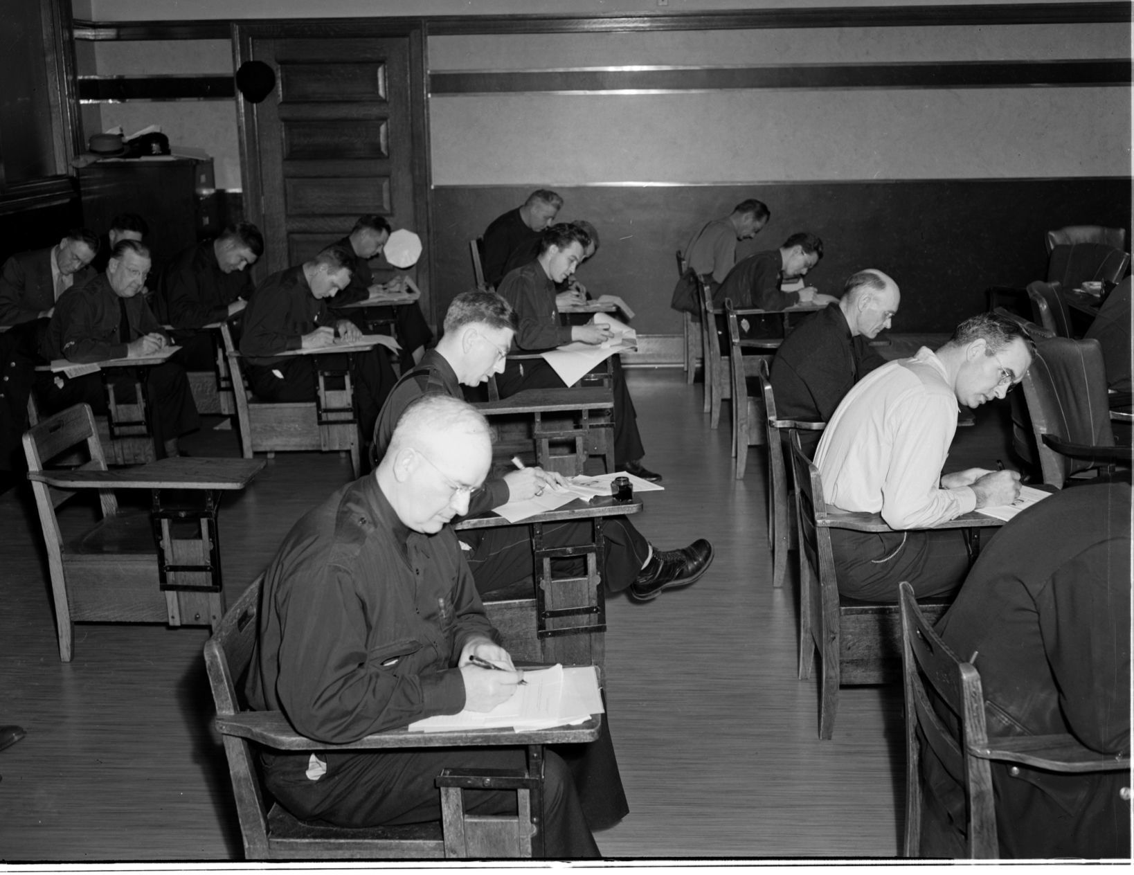 Policemen taking tests